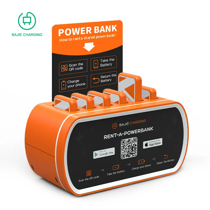 rental cell phone charging station dock vending machines power cank sharing rental power bank station