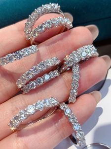 Xinfly Factory Wholesale Luxury 18K White Gold AU750 Tennis Diamond <b>Ring</b> Eternity Band Jewelry - Product Image 4