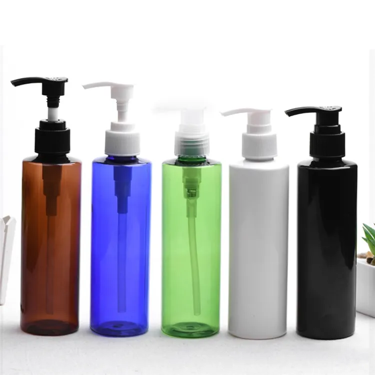 Ibelong Amber Clear Groen Wit Zwart Blauw Cilinder Vorm 200Ml Pet Plastic Lotion Conditioner Pomp Shampoo Fles Wit
