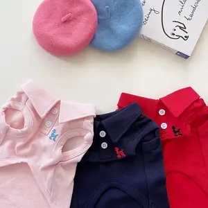 Fall Pet Clothing Solid Color Polo Shirt And T-Shirt Cat Vest Teddy Two-Legged Clothing For Dogs Puppy Thin Breathable