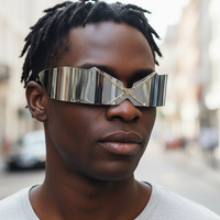 Nouvelles lunettes de soleil unisexes de performance et de danse, style steampunk Y2K, avec technologie de protection solaire enveloppante sans monture, personnalisables