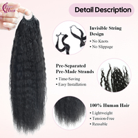 FH En gros Extensions de cheveux humains au crochet, texture Kinky Straight Feathering, 14-24 pouces, Lot de cheveux humains pour tressage au crochet, sans trame