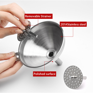 Corong Transfer anggur, tumpahan cair dapur Stainless Steel dengan Filter jala dengan pegangan untuk penggunaan langsung pada peralatan rumah - Product Image 6