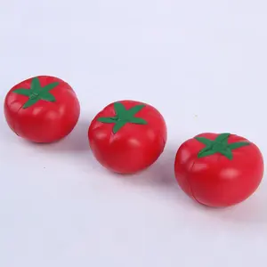 トマトの形のおもちゃ売れ筋カスタムロゴPUフォームストレスボールプロモーションノベルティトマトストレスボール