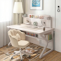 Bureau d'étude extensible simple blanc avec chaise de bureau - pour jeux, chambre, bureau ou location de maison, bureaux d'ordinateur