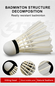 Volants de <span class=keywords><strong>badminton</strong></span> DHS <span class=keywords><strong>Double</strong></span> Happiness modèle 402A de haute qualité, 6 pièces - Product Image 3