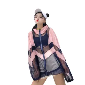 Women Oversized Streetwear Coat Bomber Jacket Thin Cardigan Female Summer Mesh Jackets Loose Harajuku Coat