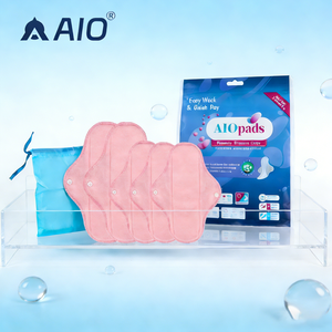 6 pièces/ensemble Serviette hygiénique lavable à haute absorption pour femme, protection quotidienne et nocturne, protège-slip en tissu avec ailes, serviette hygiénique pour incontinence - Product Image 1