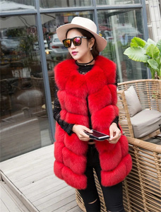 Gilet in Pelliccia <span class=keywords><strong>di</strong></span> Volpe Colorato, Giacca Invernale Senza Maniche, Gilet in Pelliccia <span class=keywords><strong>di</strong></span> Volpe Naturale per Donna, Design Caldo e Alla Moda, Cappotto in <span class=keywords><strong>Visone</strong></span> Streetwear - Product Image 4