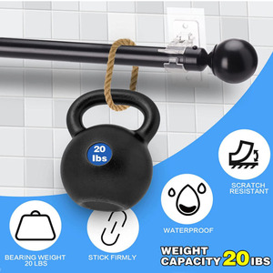<span class=keywords><strong>Support</strong></span> de tringle à rideaux auto-adhésif en ABS de style moderne sans perçage-<span class=keywords><strong>Support</strong></span> PC en plastique avec crochets - Product Image 2