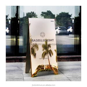 Ngoài trời tầng đứng gấp biển quảng cáo dọc Gương bề mặt thép không gỉ hiển thị quảng cáo dấu hiệu lối vào của cửa hàng - Product Image 1