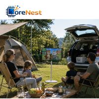 CoreNest - Pantalla Inteligente Portátil para Exteriores, Pantalla Táctil Android con Ruedas, Pantalla Móvil con Batería, Pantalla Inteligente para Acampar