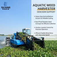 Cosechadora de malezas acuáticas de rueda de paletas de tracción superficial, máquina de eliminación de jacinto de agua para mantenimiento de canales