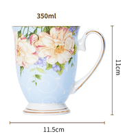 Tasses à café en porcelaine osseuse européenne motif fleur créative tasse à thé en céramique tasse avec poignée
