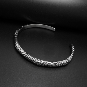 European American Retro Cross Pattern <b>Couple</b> <b>Bracelet</b> Tibetan Silver Open Bangle Men Women Jewelry SZ024 5 - Product Image 3