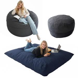 Fauteuil géant en forme de pouf, convertible, avec rembourrage en mousse, housse en microfibre lavable, taille Queen, pour chambre à coucher, dortoir - Product Image 1