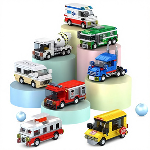 [Free Shipping] Animals Nature 40-Piece Cartoon Car Assembly Fire Truck Educational <strong>Toy</strong> for Boys Made [Place Origin] Material - Product Image 1
