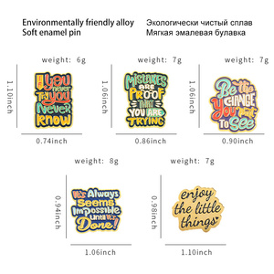 Farbige Emaille-Anstecknadeln mit Sprüchen, individuell gestaltbar, 'Du wirst es nie versuchen, du wirst es nie wissen', Broschen, Taschenabzeichen, Cartoon-Metallschmuck, Neujahrsgeschenk für Kinder - Product Image 6