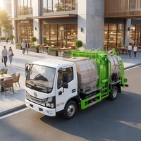 Camion à ordures alimentaires Dongfeng Dolica D6 4x2 7 m³ à chargement latéral, hermétique, avec séparation sec-humide, pour collecteur de déchets de restaurant