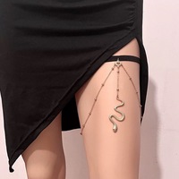 Bijoux exagérés harnais Sexy chaîne de jambe élastique réglable 925 perles d'or en argent Sterling chaîne de cuisse de serpent