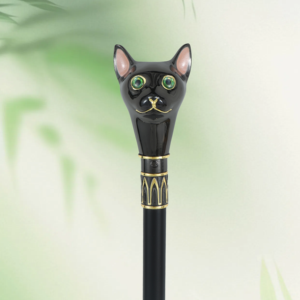 Bastón Decorativo con Cabeza de <span class=keywords><strong>Gato</strong></span> Siamés Negro y Dorado, con <span class=keywords><strong>Ojos</strong></span> <span class=keywords><strong>Verdes</strong></span> Simulados, Bastón de Bruja para Halloween, Disfraces, Venta al Por Mayor - Product Image 1