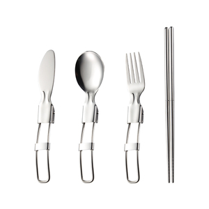 Ngoài trời cắm trại du lịch dao kéo thép không gỉ gấp di động muỗng nĩa dao đũa muỗng đặt với đóng gói pouch1043005 - Product Image 2