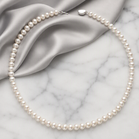 Collier de perles d'eau douce naturelles presque rondes, haute brillance, légèrement imparfaites, Zhuji, en boîte cadeau, hypoallergénique, vente en gros