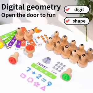 <span class=keywords><strong>Timbres</strong></span> en bois <span class=keywords><strong>Montessori</strong></span> jouet éducatif préscolaire créatif amusant Alphabet et nombre forme Cognition jouets d'apprentissage - Product Image 2