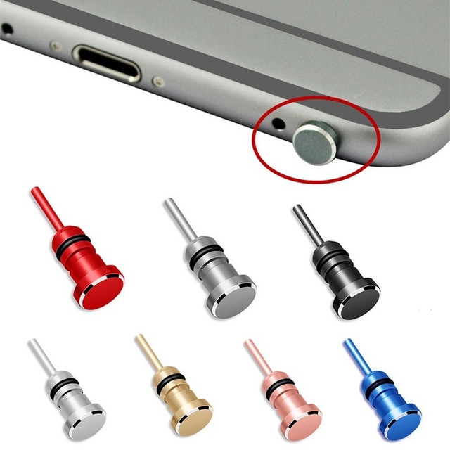 Wholesale Mobile Phone Aluminum Alloy 3.5mm Metal Headphone Jack Dust Plug for iphone 14 samsung S24