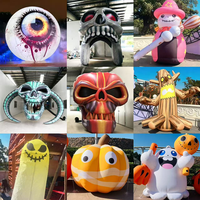 Crâne gonflable géant personnalisé avec impression Halloween, tissu PVC imperméable et installation facile pour la décoration de festivals en plein air