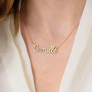 Collana Xuping Personalizzata in Lega di Rame Dorato, Gioielli da Donna, Piccola Collana con <span class=keywords><strong>Nome</strong></span> Personalizzato in Corsivo Classico - Product Image 1