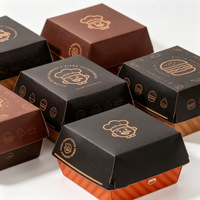 Boîte à hamburger en carton blanc biodégradable et écologique, résistante, avec logo personnalisé en relief, emballage alimentaire jetable résistant à la graisse