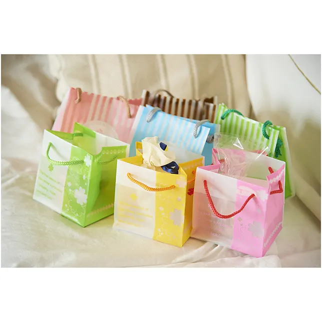 High quality plastic shopping gift tote bags with rope handle