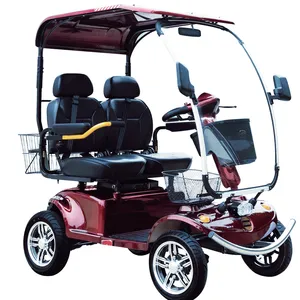 Scooter électrique de mobilité 40-60km à 4 roues et double siège avec auvent Scooters pour personnes handicapées