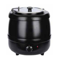 Équipement de restauration chaud Portable 10 seau à soupe rond en acier inoxydable noir chaleur Buffet soupe chauffe-aliments bouilloire à soupe électrique