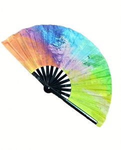 Grand éventail pliant en bambou de 33 cm avec impression simple face, style traditionnel et dessin animé, cadeau d'affaires, en papier de qualité. - Product Image 4