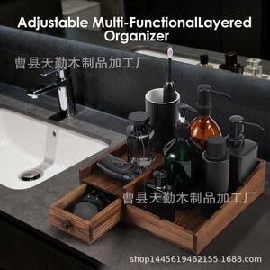Wooden perfume <b>storage</b> <b>box</b> with <b>drawers</b>, washbasin countertop toiletries organizer, cosmetic <b>box</b> - Product Image 2
