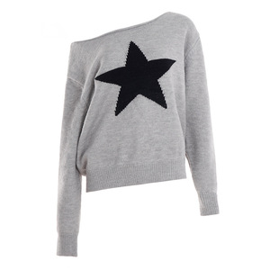 Maglione <span class=keywords><strong>Chic</strong></span> Stile Americano alla Moda per <span class=keywords><strong>Donna</strong></span>, Spalle Scoperte, Motivo a Stelle, Casual e Ampio, Top Y2K - Product Image 5