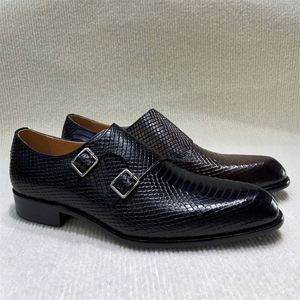 Double-buttoned Business Wedding Suit Square/<b>Pointed</b> Toe Casual Leather Shoes Breathable Anti-Slip Lightweight Patchwork Cowhide - Product Image 3