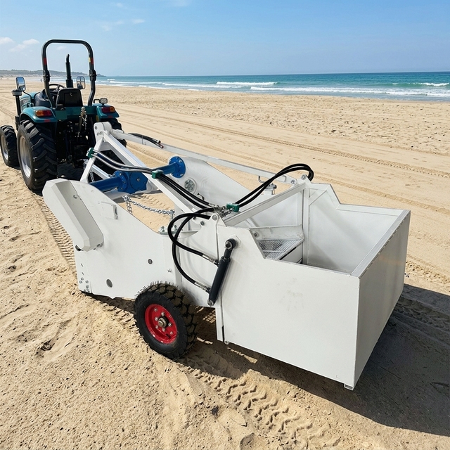 Tractor Towed Beach Cleaner Machine Beidou Positioning Automatic Path Planning Low Sand Loss Rate Coastal Sand Cleaning