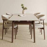 Mesa de Comedor Rectangular Simple de Madera Maciza con Placa de Roca, Estilo Nórdico Moderno, de Lujo Ligero para Apartamentos Pequeños, Venta al por Mayor de Fábrica