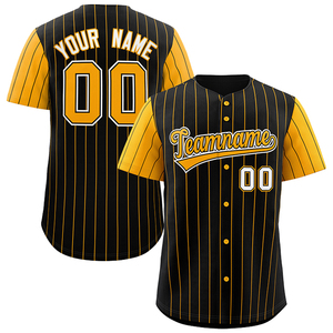 Vente en gros de maillots de baseball respirants grande taille vierges, personnalisables avec logo et nom imprimés numériquement, uniformes de baseball avec rayures cousues et boutons - Product Image 4