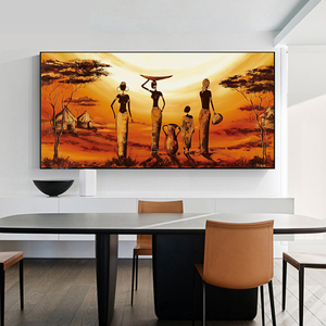 Pintura en lienzo de maceta al atardecer para mujer africana, póster abstracto e impresiones, arte de pared, imágenes para decor - Product Image 3