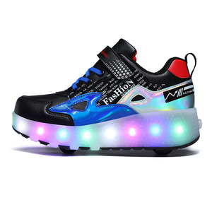 Sneakers <span class=keywords><strong>sportive</strong></span> da ragazza con pioppo leggero a Led USB comode <span class=keywords><strong>scarpe</strong></span> a rotelle regolabili retrattili con deformazione allacciata - Product Image 2