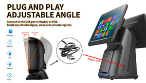 Henex đa hướng USB <span class=keywords><strong>POS</strong></span> Máy quét Máy tính để bàn 1D 2D mã QR & đầu đọc mã vạch với rảnh tay quét CMOS nguồn ánh sáng - Product Image 4