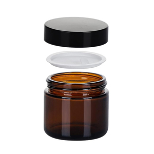 Pot cosmétique 30g avec couvercle transparent en verre haut de gamme, kits <span class=keywords><strong>découverte</strong></span> format voyage, pot cosmétique ambré avec couvercle en bambou 30ml - Product Image 2