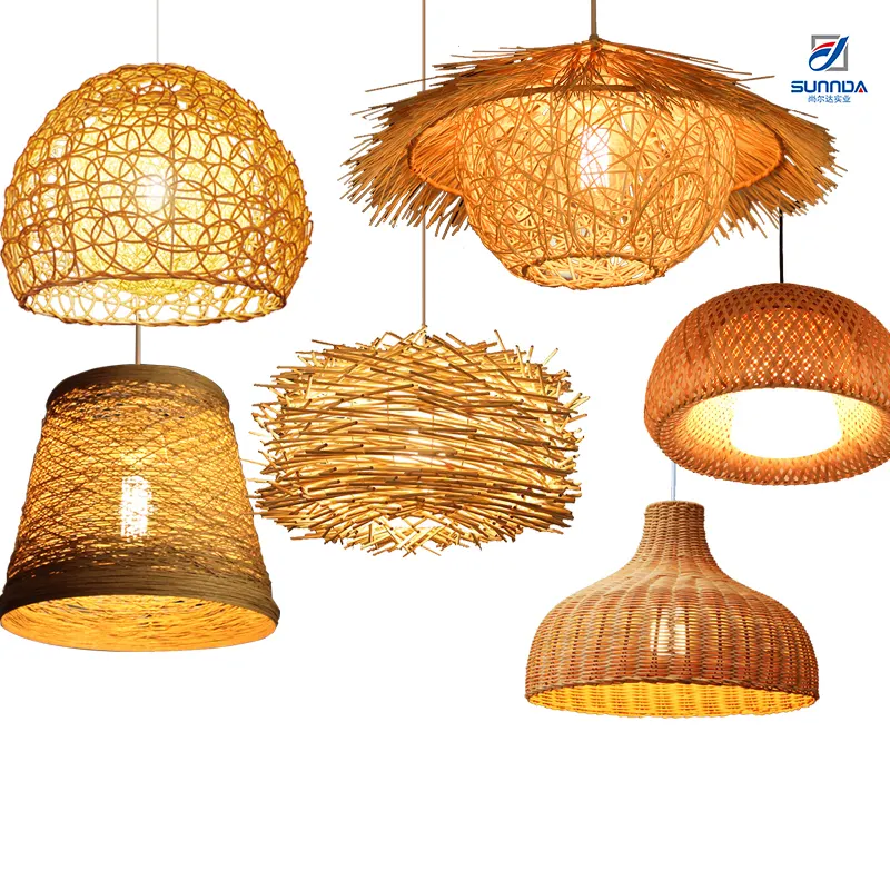 Креативная художественная дизайнерская люстра из ротанга Sunnda, Подвесная лампа ручной работы, бамбуковый фонарь, Плетеный фонарь, подвесное освещение из бамбука
