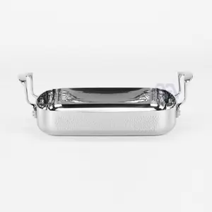 AXA Square Pans Set - Perfect for Griddling, Toasting, Searing, Roasting Non-Stick PTFE & PFOA Free - Silver White