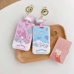 Lovely Cartoon KT Melody Kuromi Card Case Holder Student ID Name Badge Card Cover Shell Escalable Easy Pull Buckle