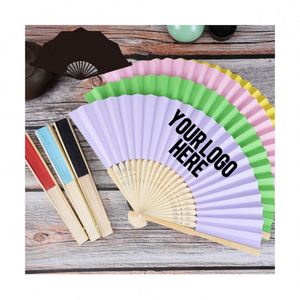 Customizable Blank Silk <b>Screen</b> Printed Portable Promotional Paper <b>Folding</b> Fans-Bulk Hand Fans for Weddings & Events - Product Image 1